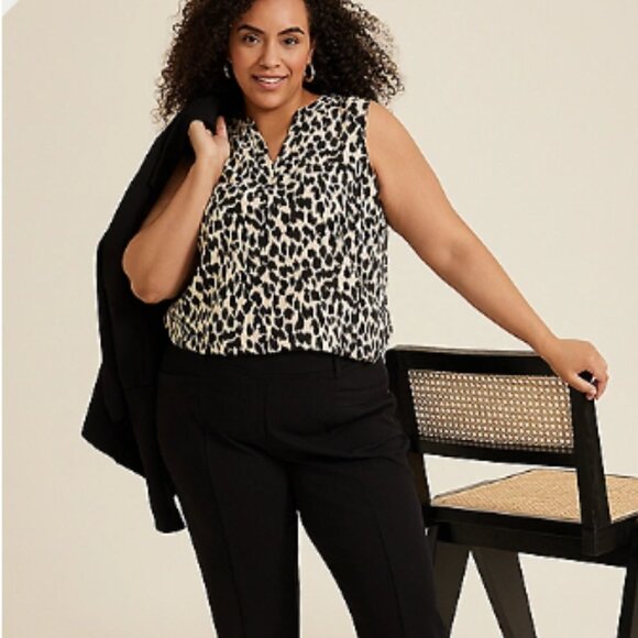 Maurices Top Sleeveless Leopard V Neck Blouse NEW - Picture 1 of 6